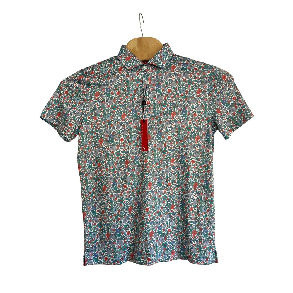 Redvanly Louis Golf Polo Size S Floral  Luxury Performance Short Sleeve New
